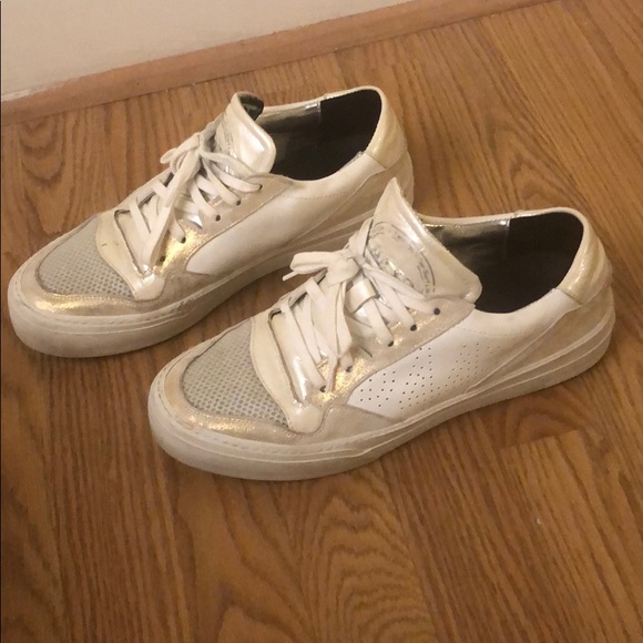 P448 Shoes - Designer P448 White and Gold Sneakers